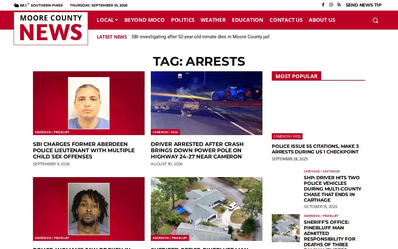 Moore County News arrests tag archive